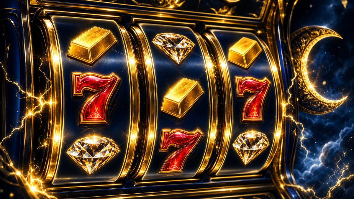 Gulungan slot dengan simbol golden bar dan seven merah